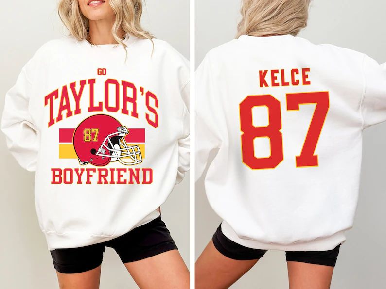 Taylors Boyfriend Sweatshirt Red Kelce 87 Crewneck Taylor and Travis Sweatshirt Taylor's Red Jack... | Etsy (US)