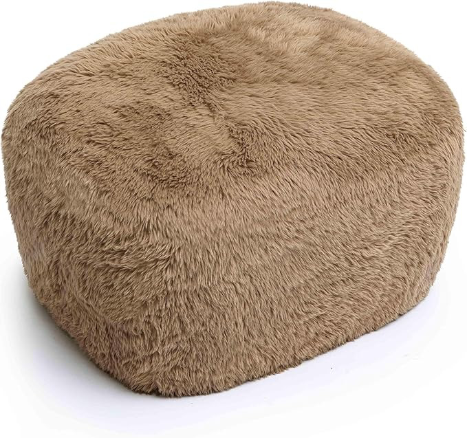 Tov Furniture Britt Dark Taupe Vegan Shearling Ottoman | Amazon (US)