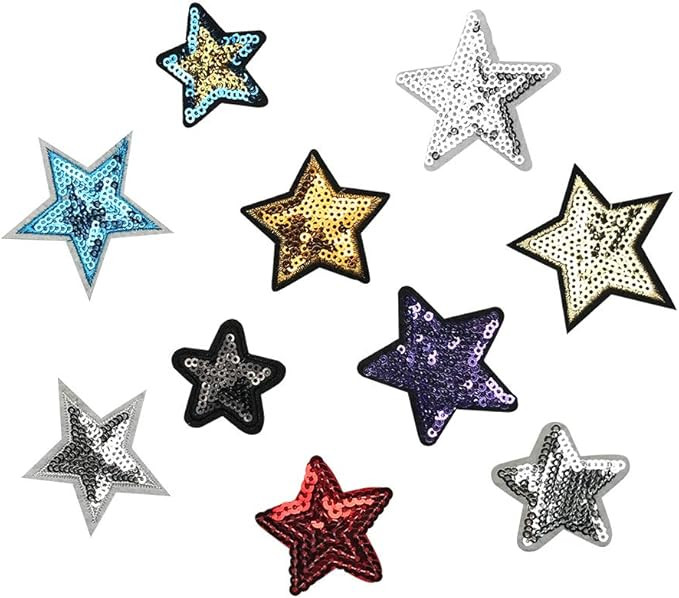 30 PCS Embroidery Sequined Five-Pointed Star Patches for Jeans Jackets Clothing Stitching DIY Art... | Amazon (US)