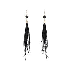 RUOFFETA Long Feather Earrings for Women, Bohemian Elegant Delicate Faux Druzy Charms Dangle Earr... | Amazon (US)