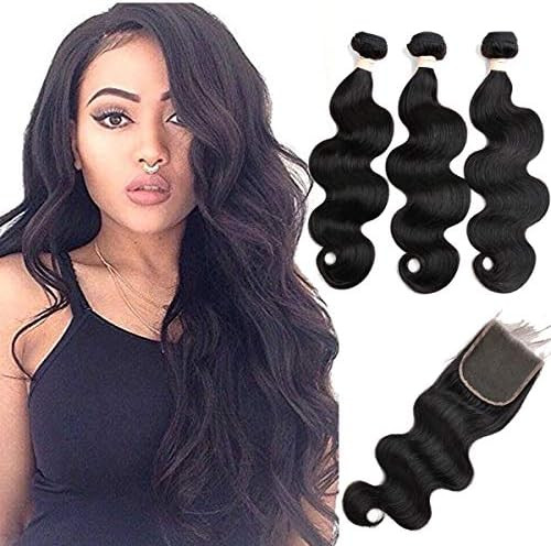 Beauhair Body Wave 3 Bundles with Closure (20 22 24 with 18 Free Part Closure) Brazilian Virgin H... | Amazon (US)