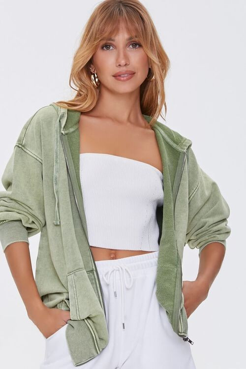 Oil Wash Fleece Zip-Up Hoodie | Forever 21 (US)