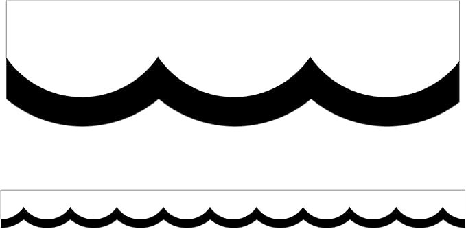 Schoolgirl Style Simply Stylish Black and White Scalloped Border—13 Wavy Line Border Strips for... | Amazon (US)