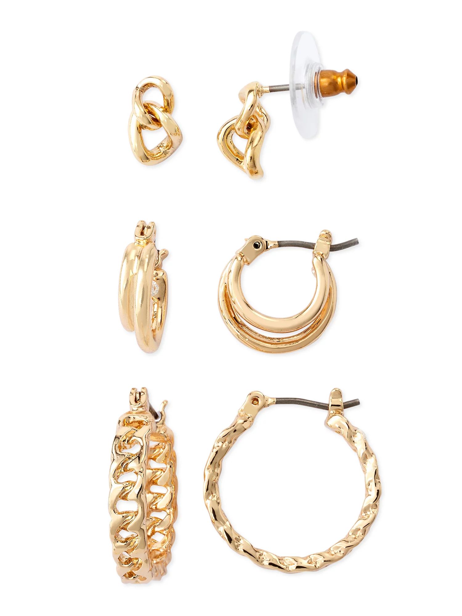 Sofia Jewelry by Sofia Vergara Women's Gold Tone Earrings, 3-Piece Set - Walmart.com | Walmart (US)