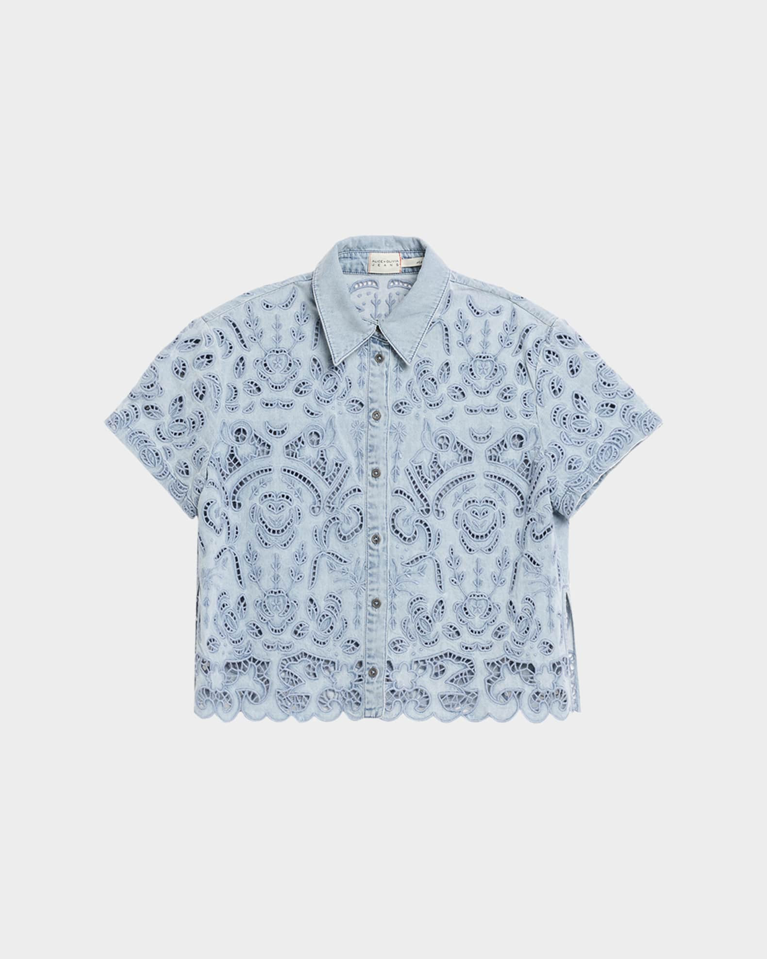 Lane Embroidered Denim Button-Front Shirt | Neiman Marcus
