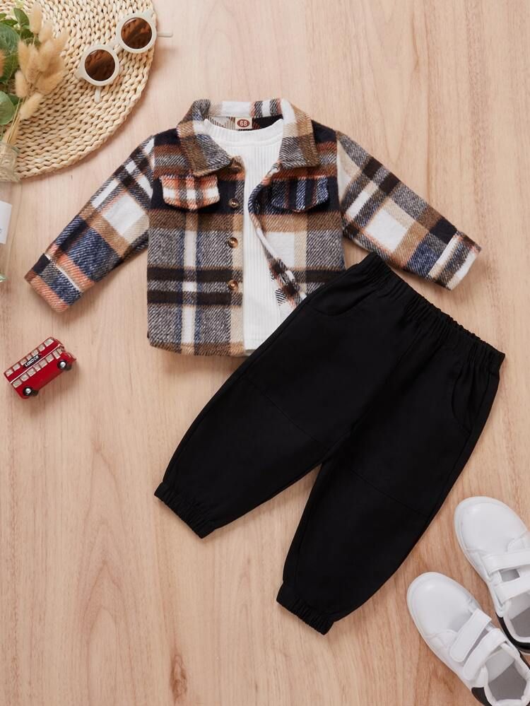 Baby Plaid Overcoat With Pants | SHEIN