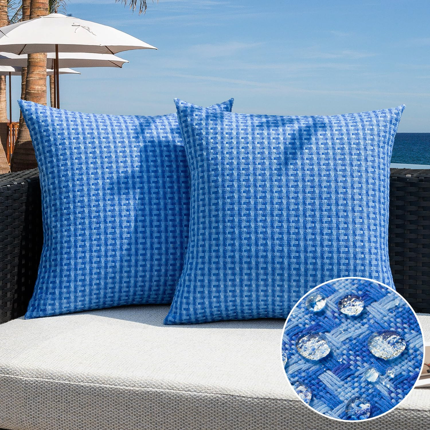Kevin Textile Outdoor Waterproof Throw Pillow Covers Pack of 2 Farmhouse Decorative Cushion Cover... | Amazon (US)