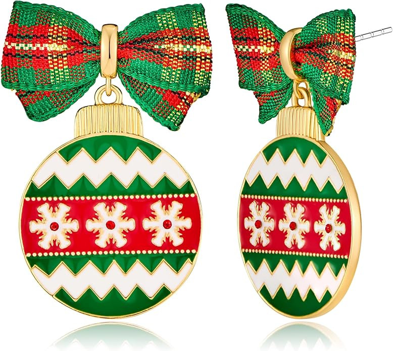 Christmas Earrings for Women - Gingerbread Man, Trees, Bow, Candy, Snowflake, Reindeer & Colorful... | Amazon (US)