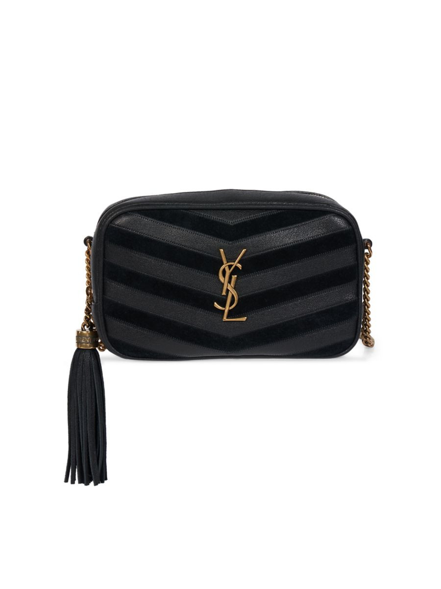 Saint Laurent Mini Lou Chain Chevron Leather &amp; Suede Bag | Saks Fifth Avenue