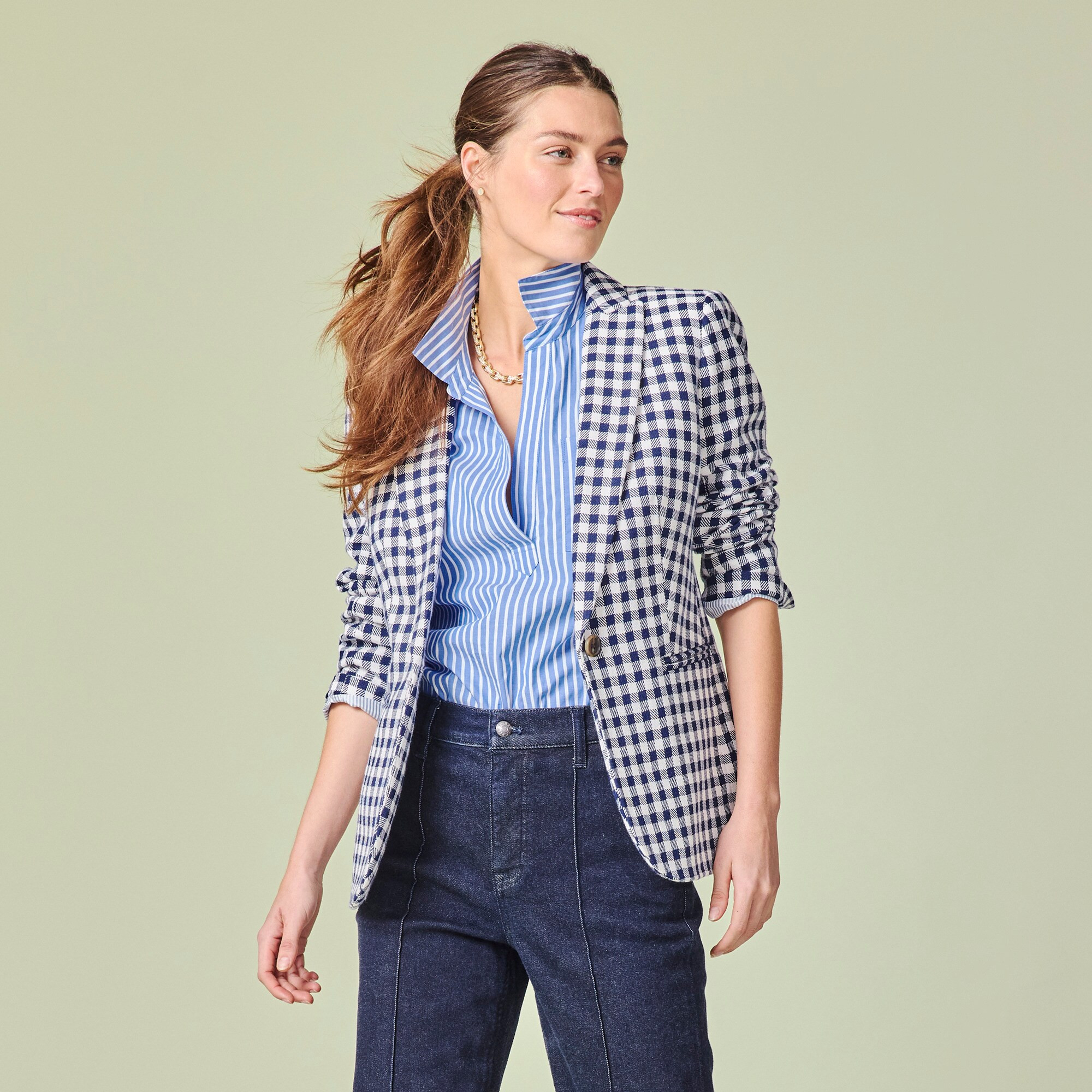 Gingham one-button blazer | J.Crew Factory