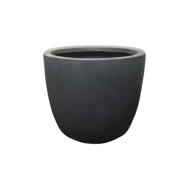 KANTE Round 18-in W x 17-in H Black Concrete Contemporary/Modern Indoor/Outdoor Planter | Lowe's