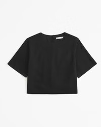 Women's Linen-Blend Woven Tee | Women's Tops | Abercrombie.com | Abercrombie & Fitch (US)