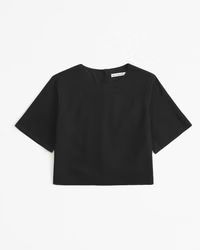 Linen-Blend Woven Tee | Abercrombie & Fitch (US)