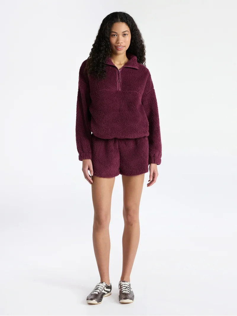 No Boundaries Plush Half-Zip Pullover, Women's and Plus | Walmart (US)
