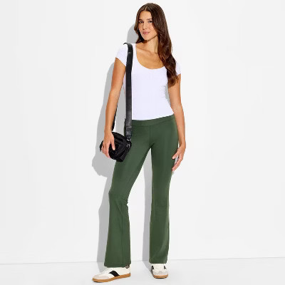 Women's ButterBliss High-Waisted Flare Leggings - Wild Fable™ Dark Green L | Target