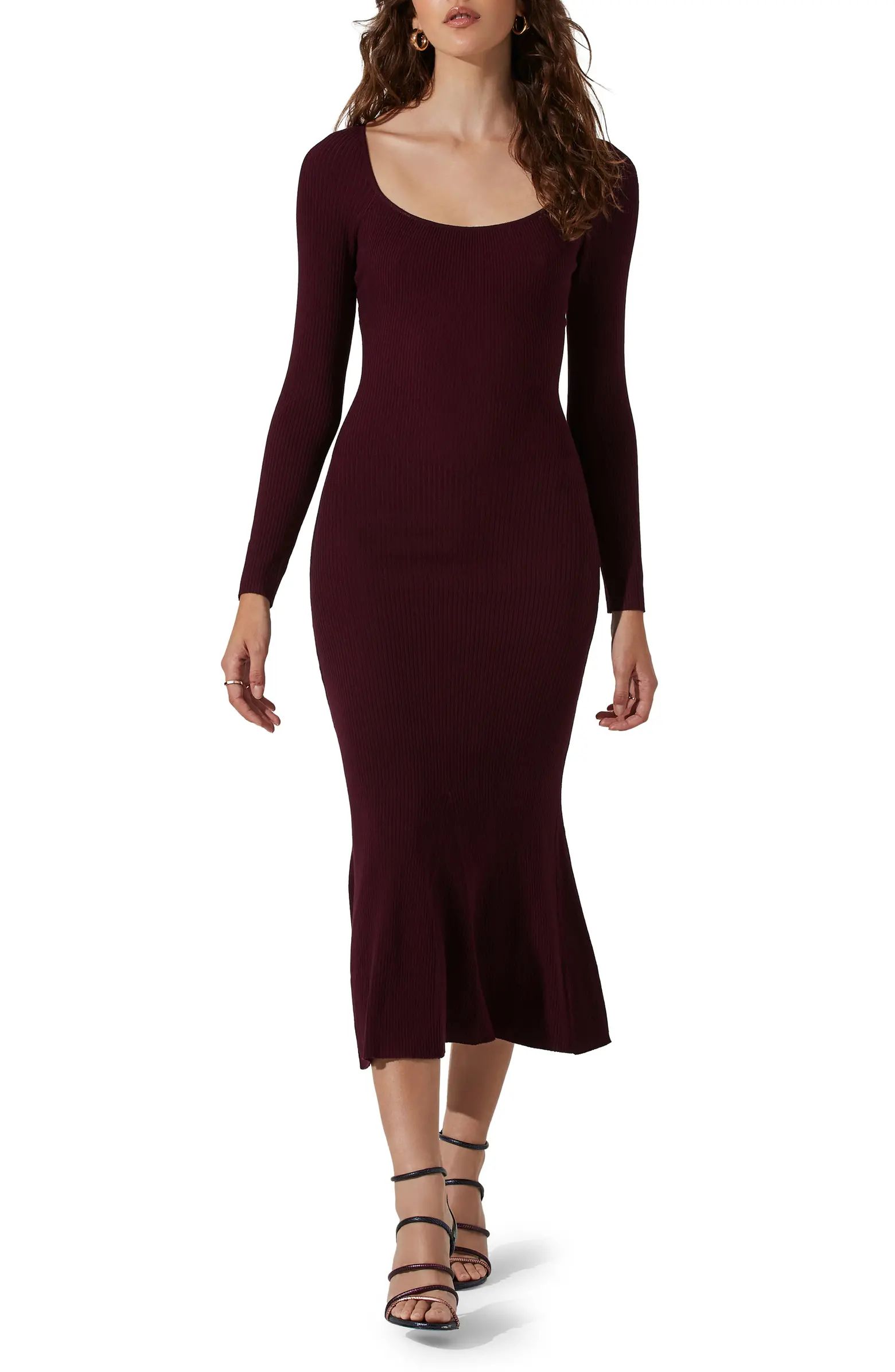 ASTR the Label Cuout Long Sleeve Midi Sweater Dress | Nordstrom | Nordstrom