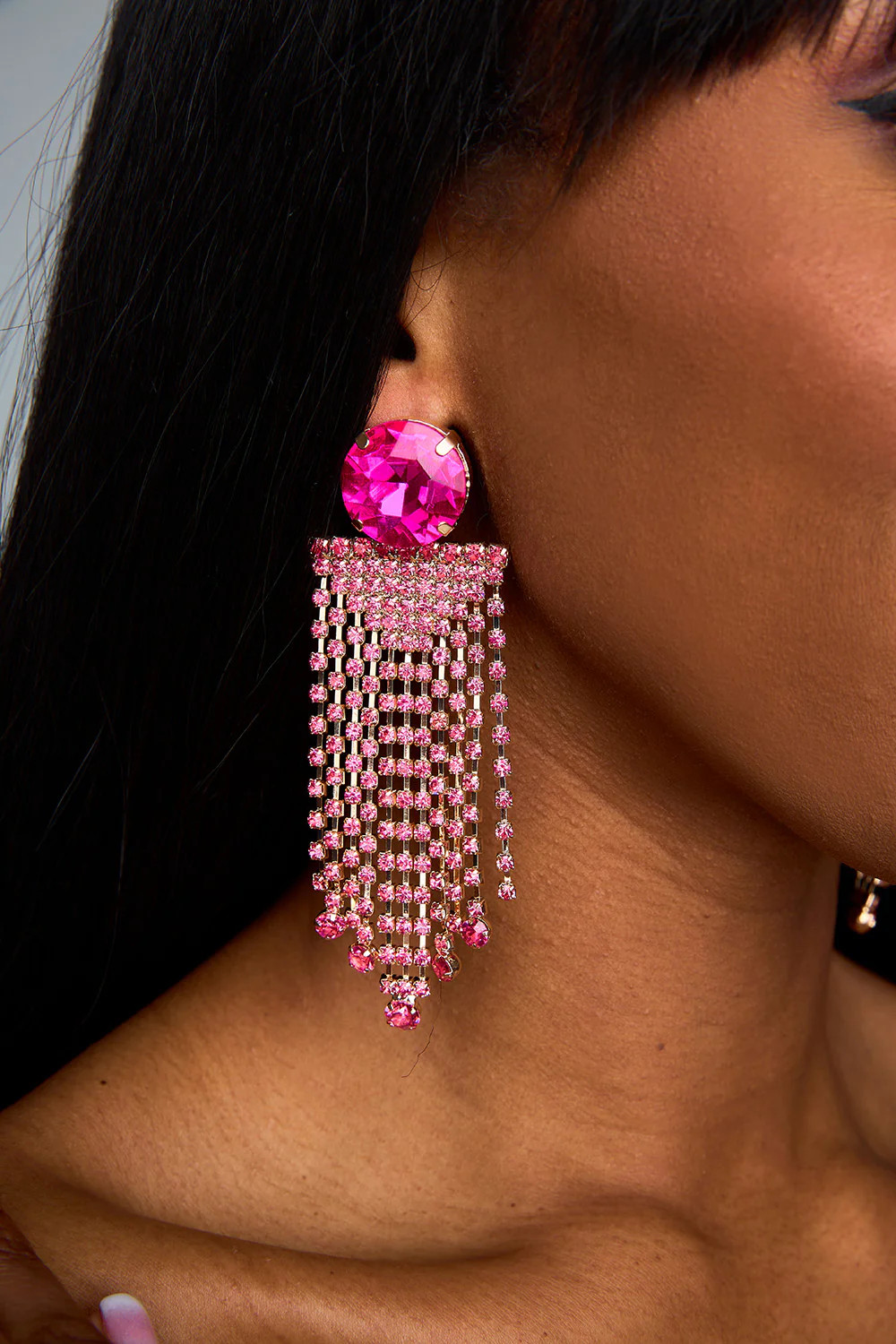 BuddyLove X Treasure Jewels | Bedazzled Statement Earrings | Fuchsia | BuddyLove