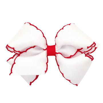 Wee Ones Small Hair Bow with Moonstitch Trim - More Options | The Beaufort Bonnet Company