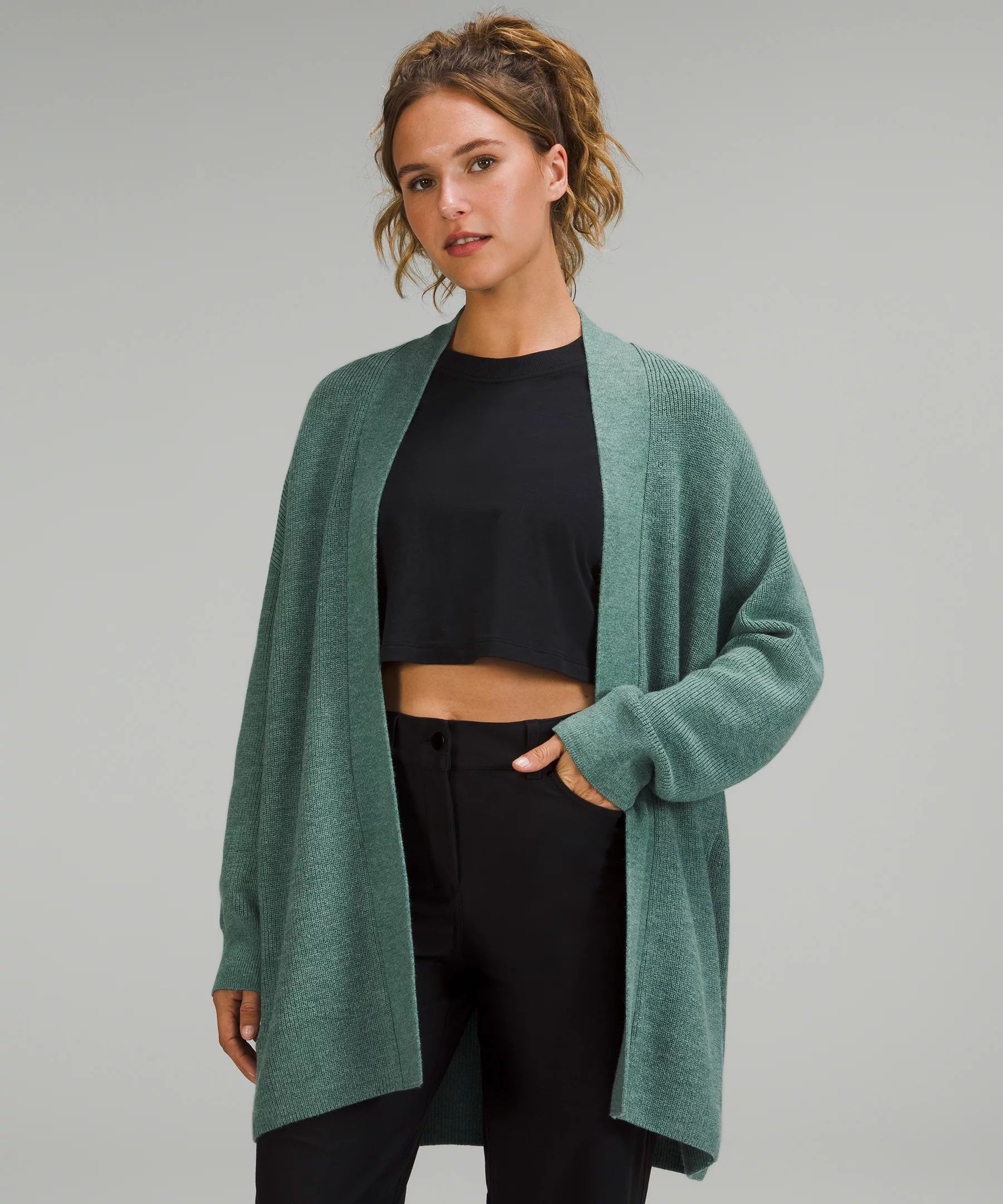 Merino Wool-Blend Ribbed Long Wrap Sweater | Women's Sweaters | lululemon | Lululemon (US)