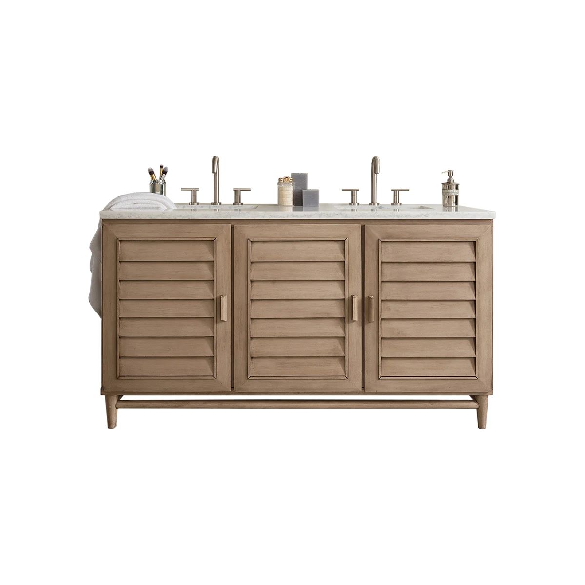 Portland 60" Free Standing Double Basin Vanity Set with USB/Electrical Outlet, Poplar Cabinet and... | Build.com, Inc.