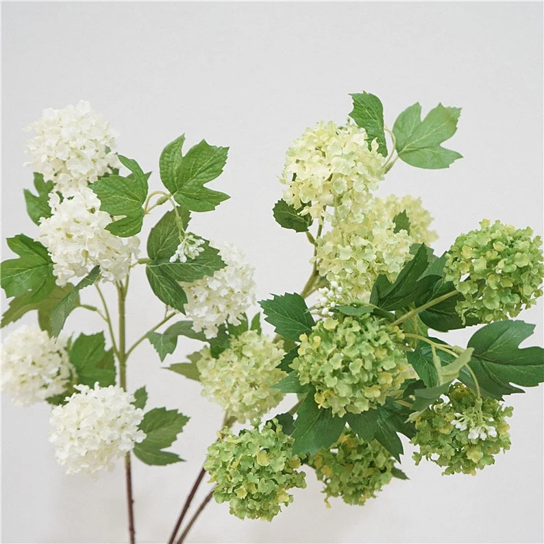 31overall Length 5 Heads Snowball Hydrangea Artificial Faux Flower Home Decor Flower in 3 Colors ... | Etsy (US)