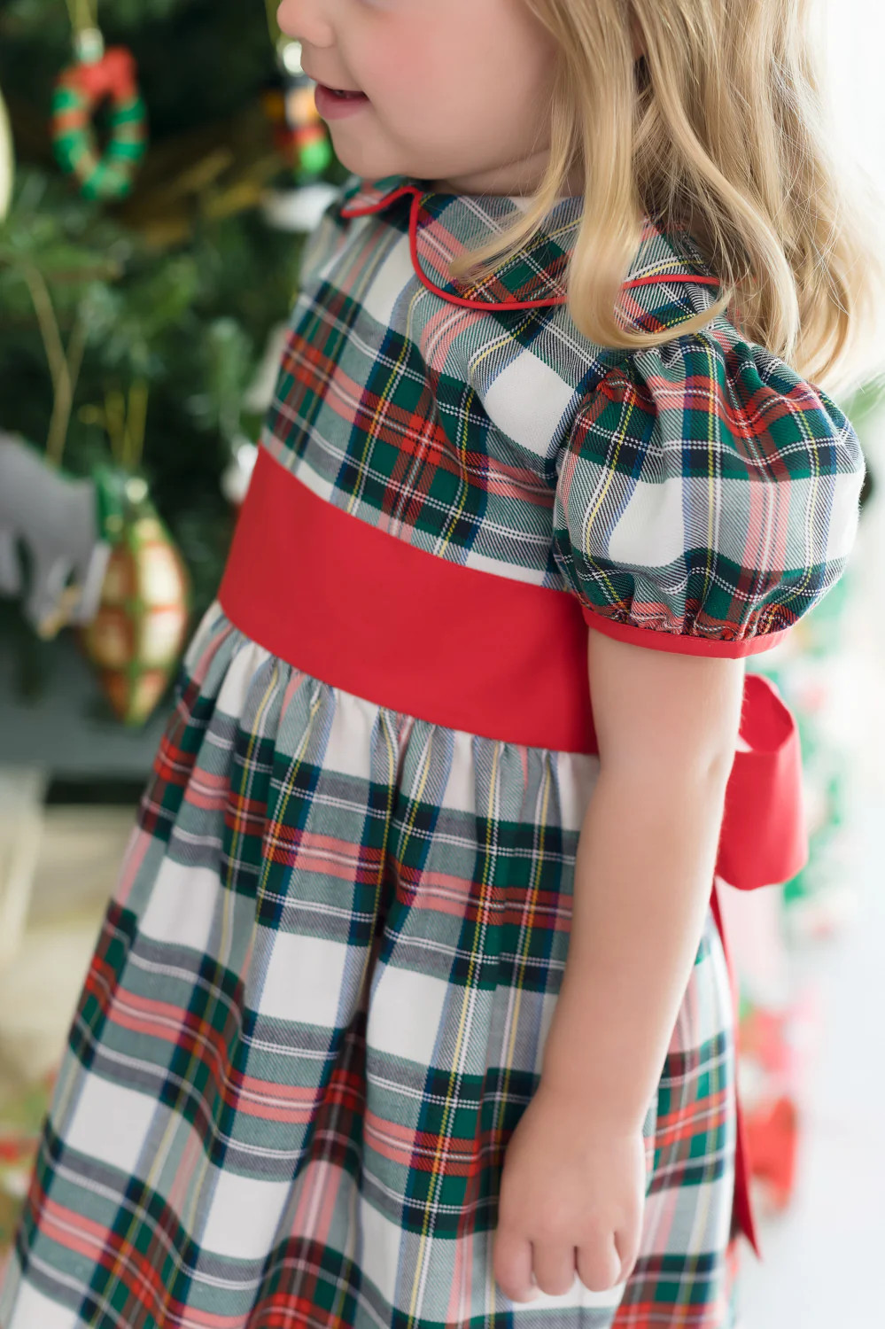 Cindy Lou Sash Dress - Aiken Place Place with Richmond Red | The Beaufort Bonnet Company