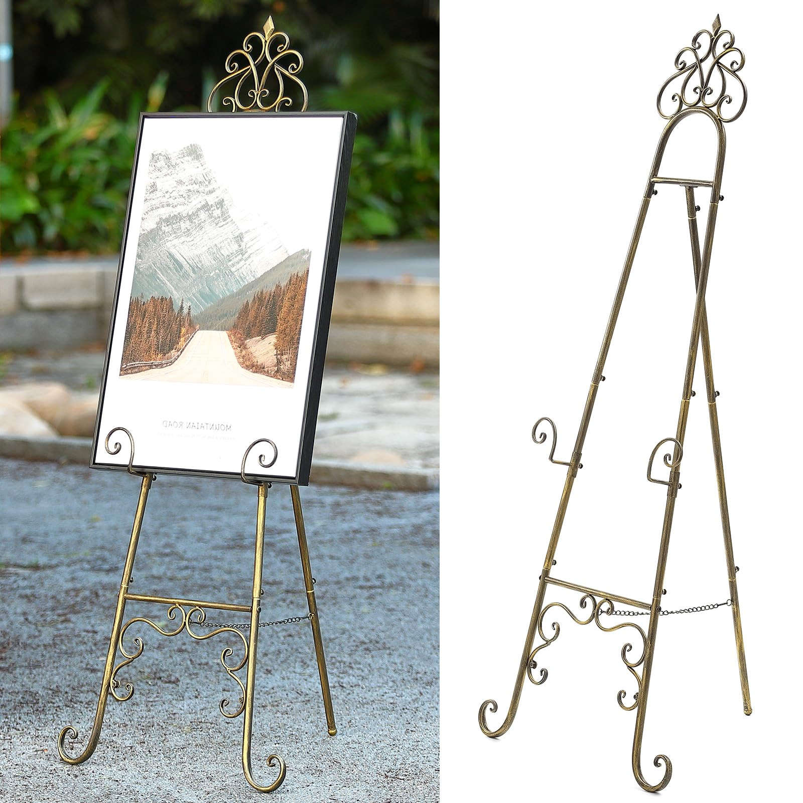 Vintage Metal Free Standing Adjustable Display Stand Easel with Chain Support, Extra Large Scroll... | Amazon (US)
