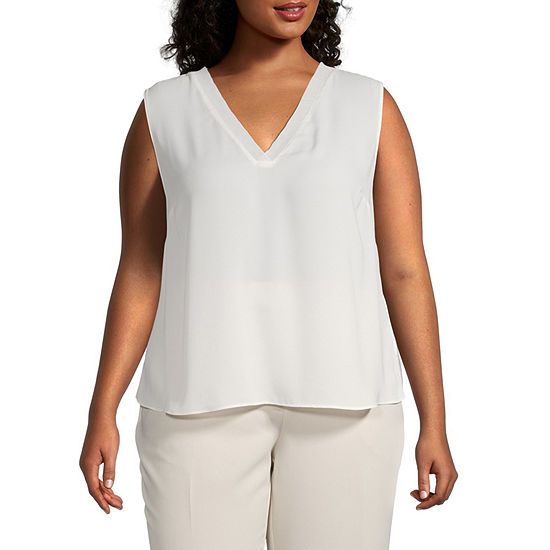 Worthington Plus Womens V Neck Sleeveless Tank Top | JCPenney