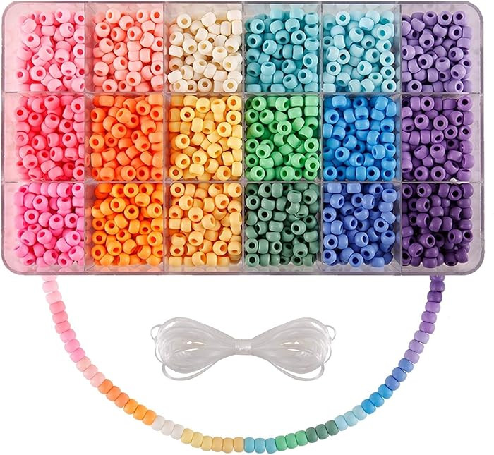 2600+pcs Pony Beads Kit, 18 Color Rainbow Kandi Beads Set, Multicolor Matte Plastic Jewelry Makin... | Amazon (US)