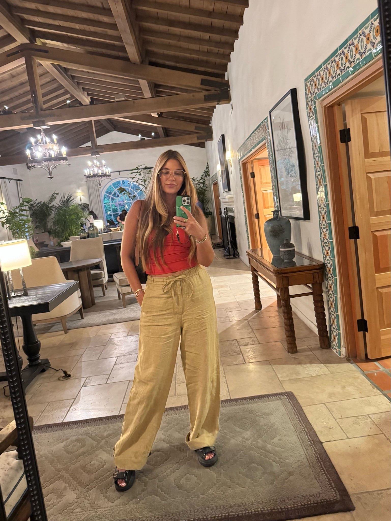 Top: medium 
Pants: small (a perfect linen with plenty of flow and length for summer)
Sandals: TTS
Hair: Sea Glass (use AH20FORME to save 20% this week)
Lips: Fated Lip Liner and Iridescent Peach lip oil