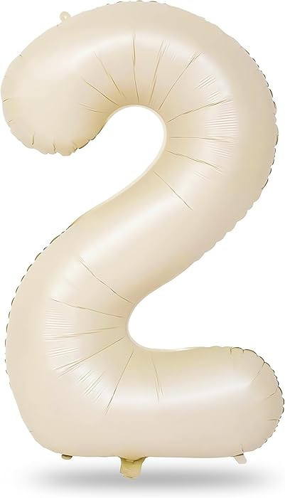 Cream 2 Balloons, 40 Inch Giant Helium Foil Number 0-9 Beige 2th Birthday Balloon for Boys Girls,... | Amazon (US)