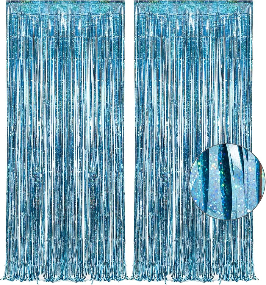 Blue Tinsel Curtain Party Backdrop - GREATRIL Foil Curtain Party Decor Photo Streamers Backdrop f... | Amazon (US)