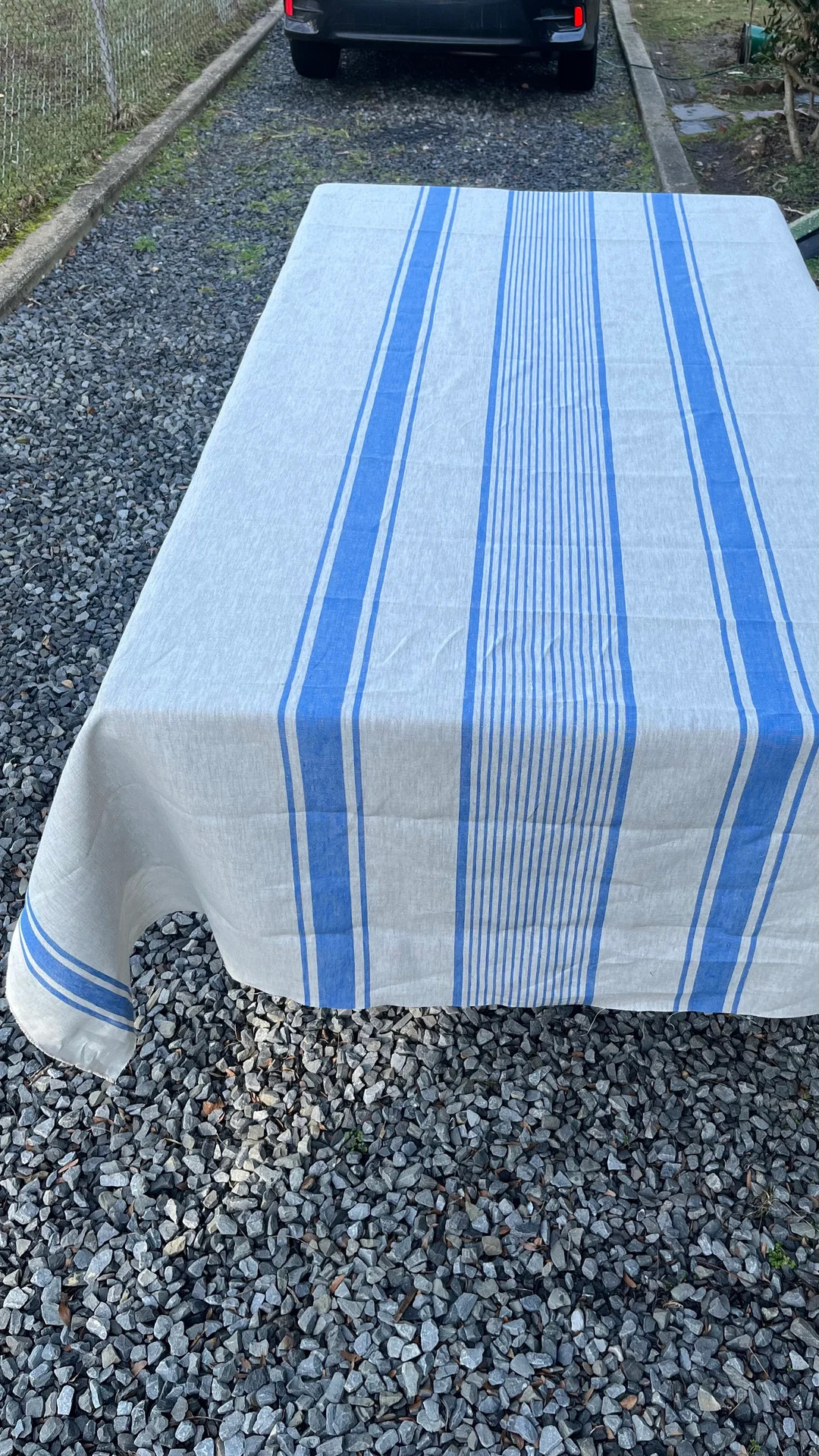 Blue Striped Linen Tablecloth: French Country Farmhouse Style - Etsy | Etsy (Global)