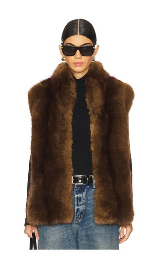 Apparis Laila Mink Vest in Brown. - size XS | Revolve Clothing (Global)