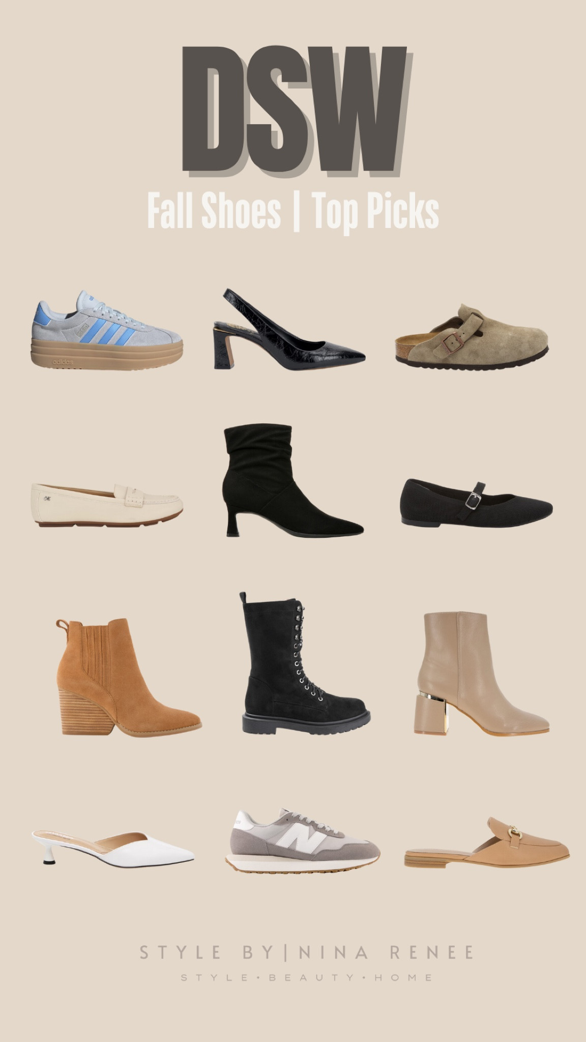 DSW Fall shoe top picks 

Sneakers, sling back heels, clogs, loafers, ankle boots, ballet flats, combat boots, mules

#LTKShoeCrush #LTKStyleTip