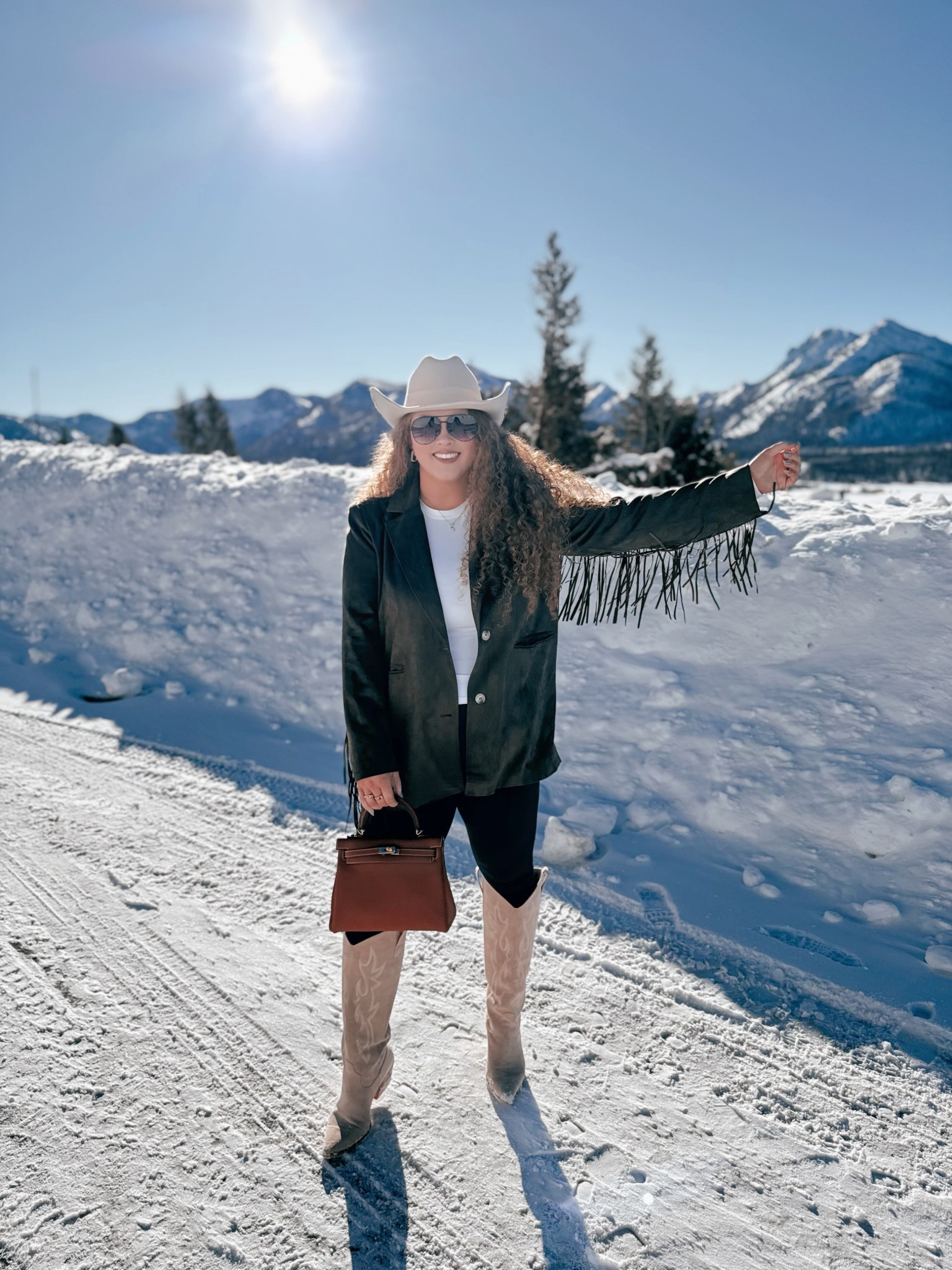Fringe, boots, and all the winter feels ❄️✨ Somehow cozy and cowboy chic at the same time! 🤠
western winter outfit | fringe blazer amazon | green fringe blazer | amazon western outfit | cowgirl hat amazon | khaki cowgirl hat | western winter style | snow outfit western | amazon cowgirl outfit | western fashion women | amazon fringe jacket | winter western look | black leggings amazon | white fitted long sleeve amazon | amazon basics outfit | beige cowgirl boots amazon | western boots women | cozy western outfit | winter cowgirl style | amazon fashion western | casual western outfit | cold weather western look 

#LTKMidsize #LTKSaleAlert #LTKgrwm