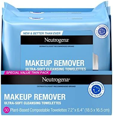 Neutrogena Makeup Remover Cleansing Face Wipes, Daily Cleansing Facial Towelettes Remove Makeup & Wa | Amazon (US)