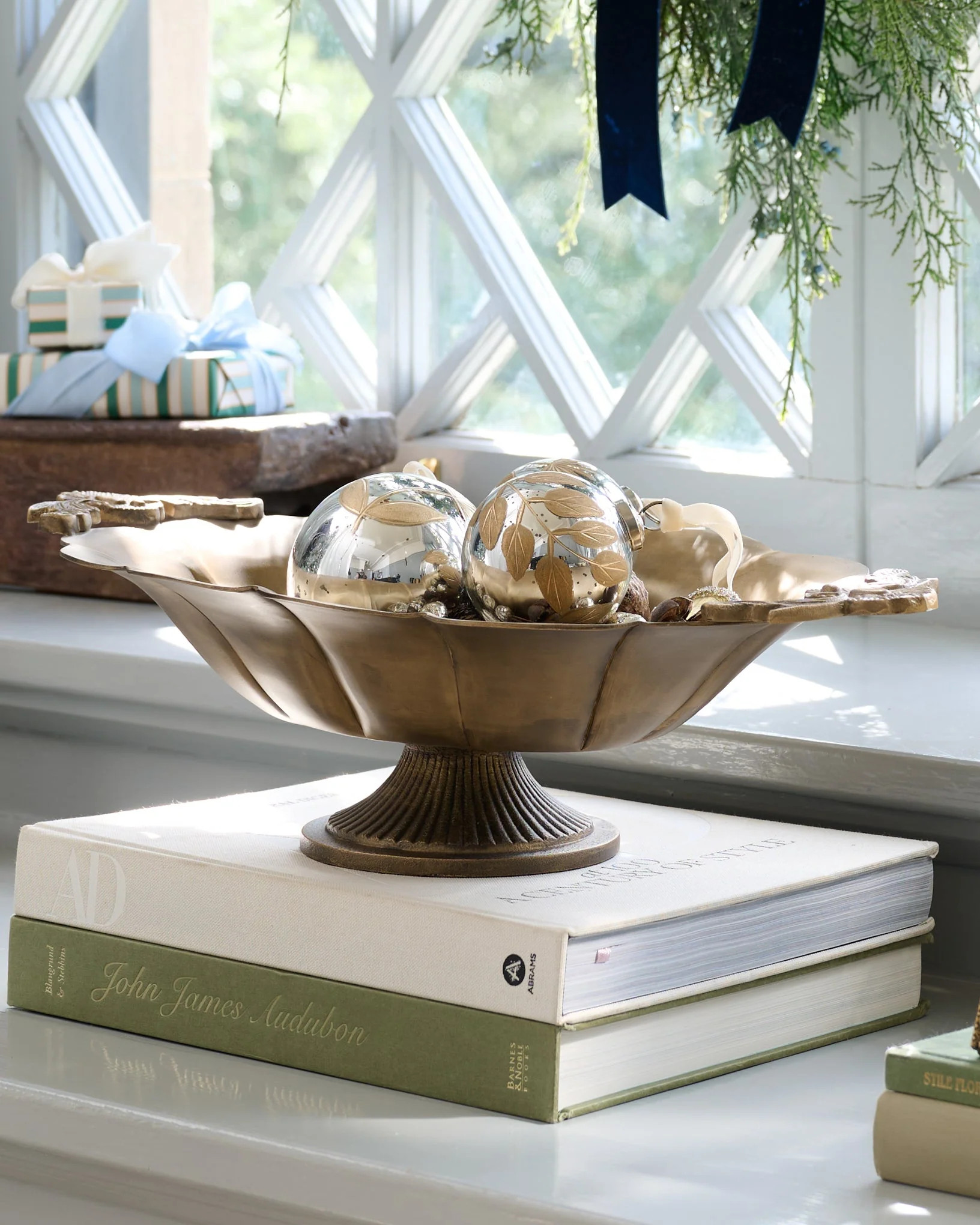 Oversized Ornate Brass Pedestal Bowl | Magnolia