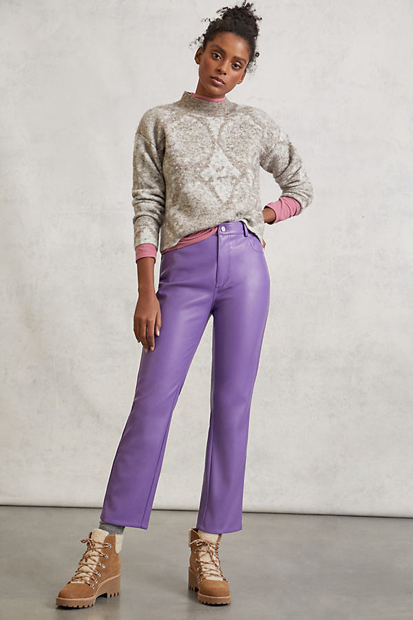 Lettie Straight Faux Leather Pants By Avec Les Filles in Purple Size 4 | Anthropologie (US)