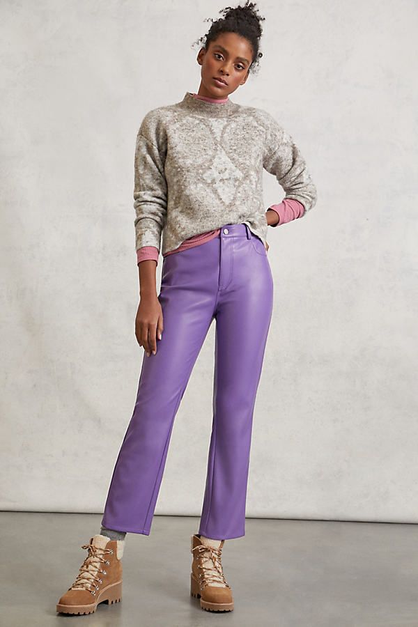 Lettie Straight Faux Leather Pants By Avec Les Filles in Purple Size 4 | Anthropologie (US)