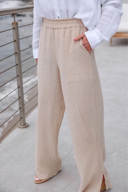 🚨RESTOCK ALERT!🚨 These best-selling gauzy cotton pants are back in stock, and they are a must-have for summer, beach trips, cruises, and more! Fit runs true to size. 

~Erin xo 

#LTKtravel #LTKswim #LTKSeasonal