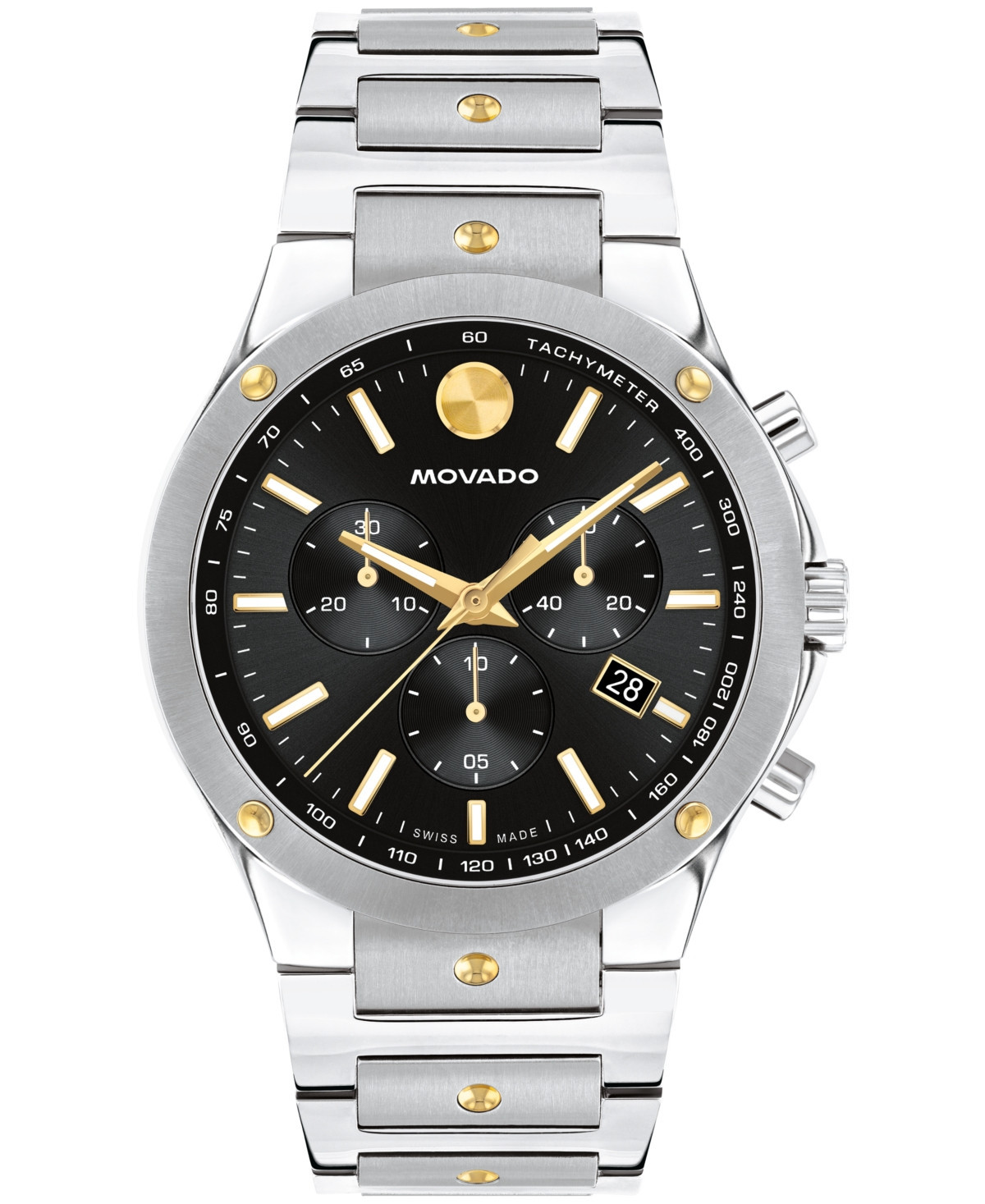 Movado Men's Se Swiss Quartz Chrono Stainless Steel Two-Tone Yellow Pvd Watch 42mm - Two-tone | Macy's