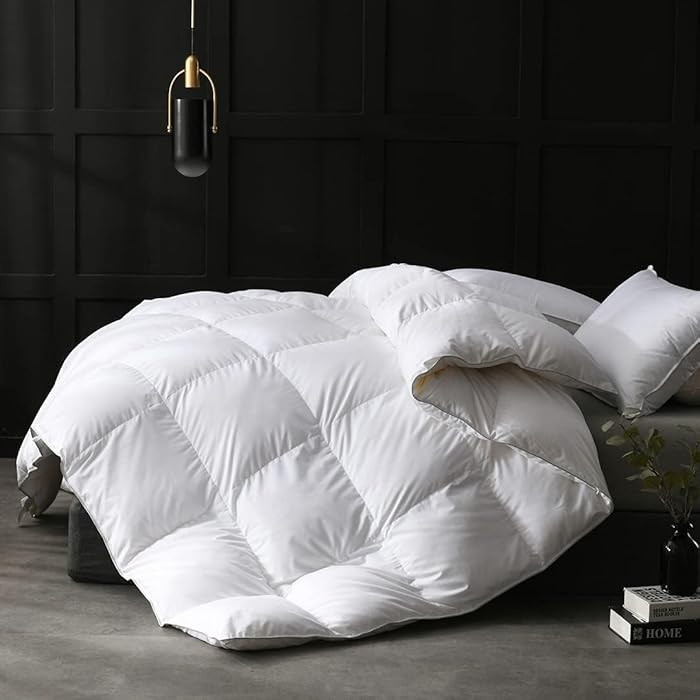 APSMILE King Down Feather Fibers Comforter White 120"x98" | Amazon (US)