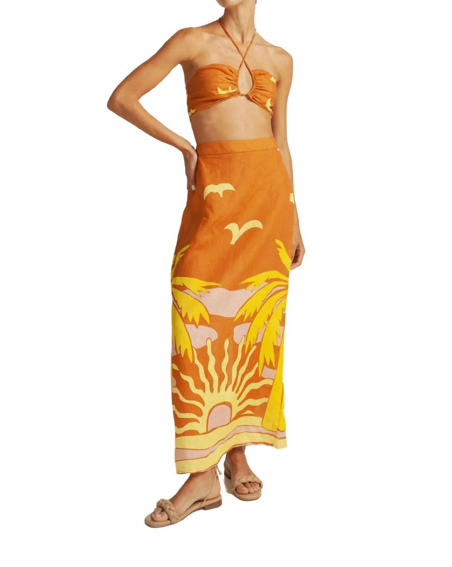 Magda Midi Pencil Skirt In Orange | Shop Simon