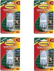 Command Large Clear Outdoor Window Hook, 3 Piece (1 Hook, 2 Strips), 4 Pack | Amazon (US)