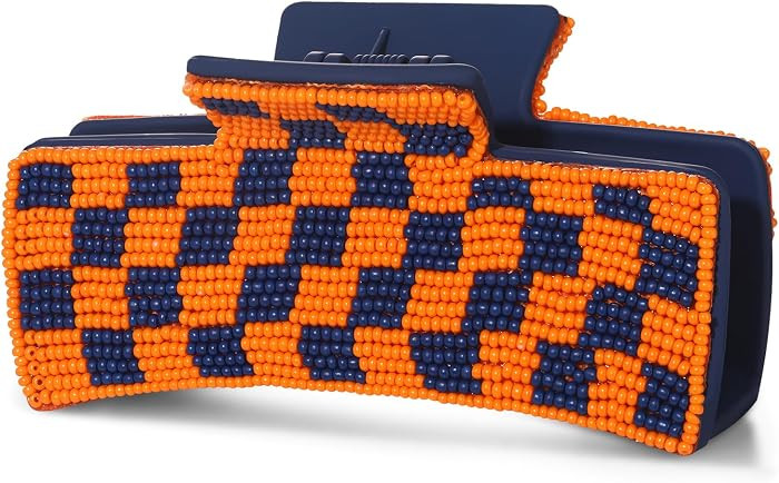 Game Day Hair Claw Clip for Women Beaded Checkered Baseball Football Hair Clips Game Day Outfits ... | Amazon (US)