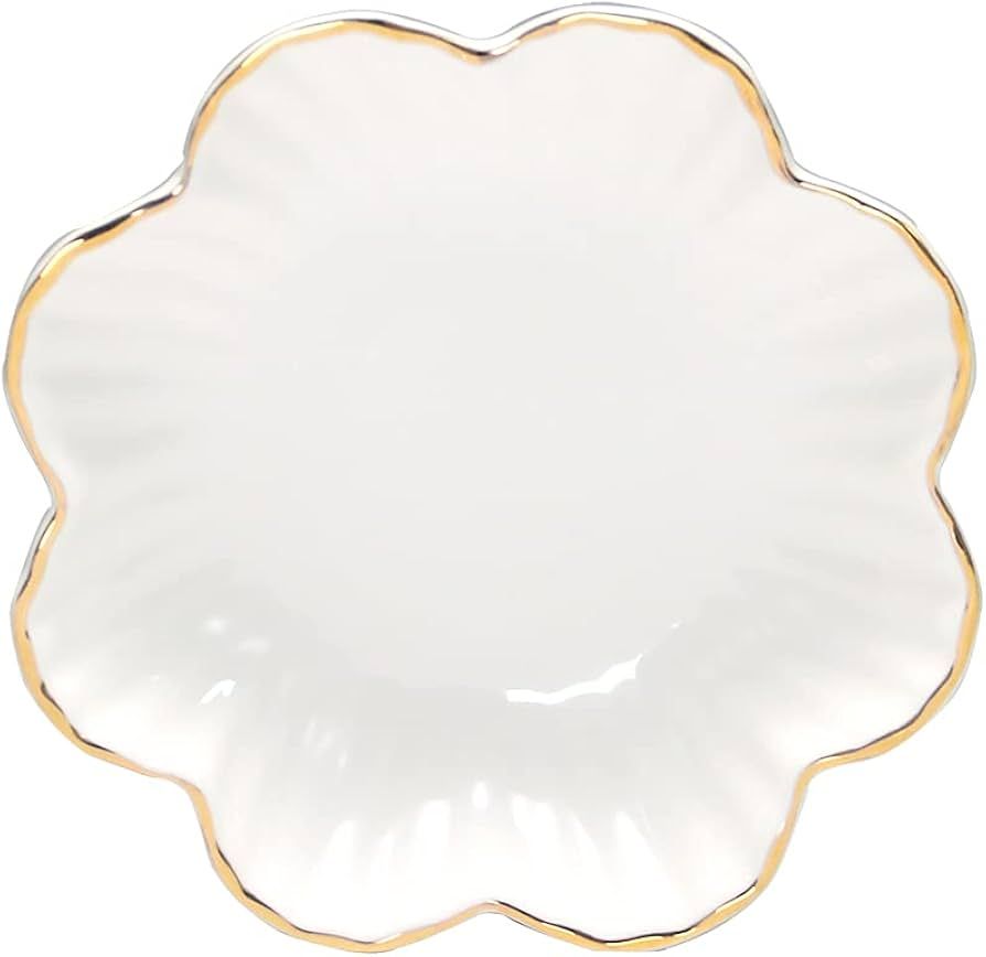 Porcelain Serving Dish,Ceramics Flower Relish Tray with Metallic Rim,Serving Bowls for Wedding,Pa... | Amazon (US)