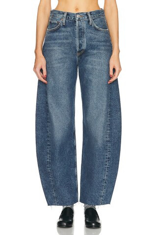 AGOLDE Luna Pieced Wide Leg Jeans in Denim-Medium | FWRD 