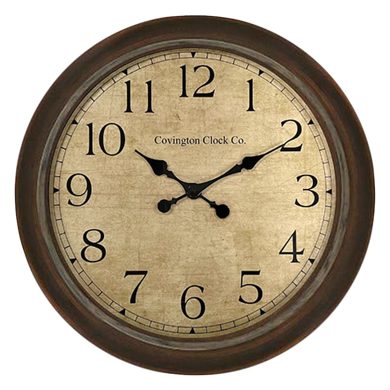 Brown Round Wall Clock, 30" | At Home