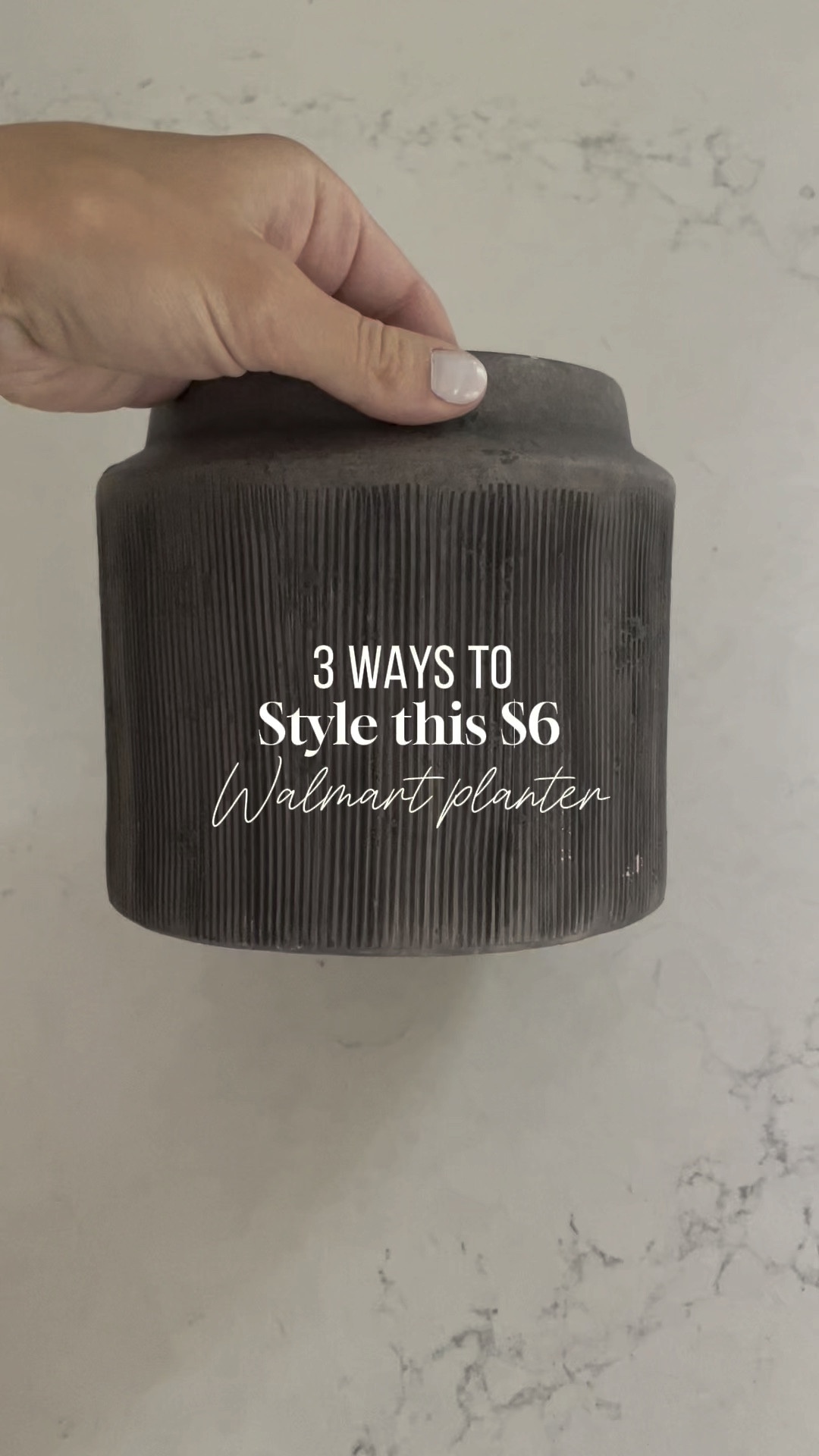 ✨3 WAYS TO STYLE THIS $6 PLANTER✨

This $6 planter from @walmart is such a great size and I love the warmth and texture it brings to a space. Here are 3 ways you can style it:

1. On a side table or console table with real or faux stems
2. As a utensil holder
3. As shelf decor—either on its own, stacked on coffee table books or with a plant

I love pieces like this that can be used in lots of ways because then they can be repurposed throughout your home when you want to change things up!

#LTKVideo #LTKStyleTip #LTKHome